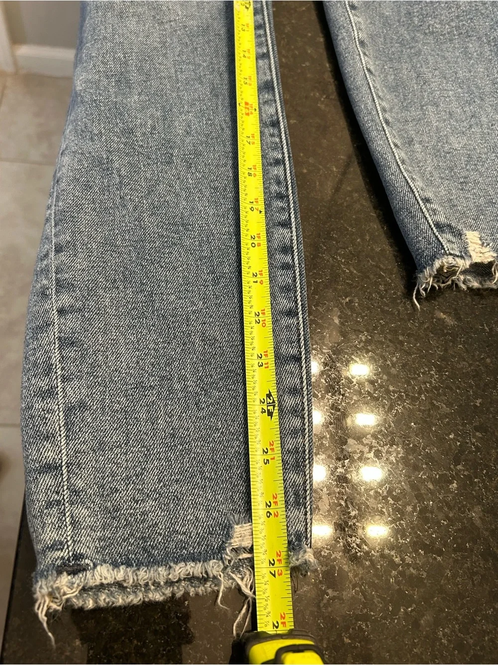 LOFT High Rise Skinny Jeans 29/8 Distressed Raw Hem Blue